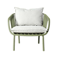 Sala de Exterior Sorrento, Verde Olivo, Con Cojines Beige, 4 Piezas
