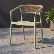 Silla Bali, Verde, Con espaldar en cuerdas y diseño Moderno