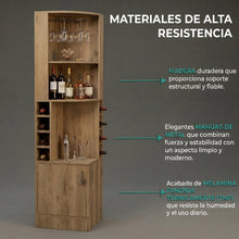 Bar Esquinero Celeste, Macadamia, con Dos Puertas y Espacio Porta Copas
