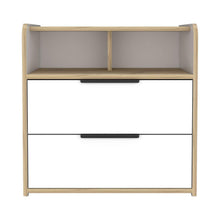 Mesa de Noche Said, Blanco y Café Claro, Dos Cajones X2