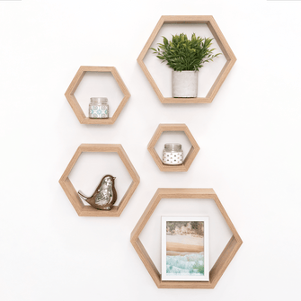 Set de Repisas Hexagonales Grace, Beige, X 5 Unidades