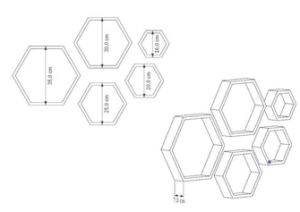 Set de Repisas Hexagonales Grace, Beige, X 5 Unidades