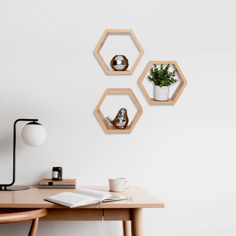 Set de Repisas Hexagonal Hades, Beige, X 3 Unidades