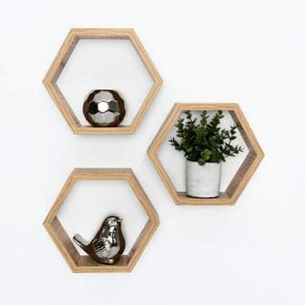 Set de Repisas Hexagonal Hades, Beige, X6 Unidades