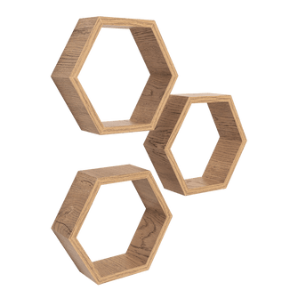 Set de Repisas Hexagonal Hades, Beige, X 3 Unidades