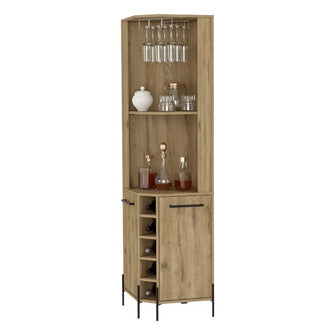 Mueble Multiusos Sharon, Macadamia, con Dos Puertas y Amplio Espacio Para Botellas