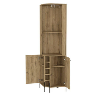 Mueble Multiusos Sharon, Macadamia, con Dos Puertas y Amplio Espacio Para Botellas