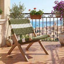 Set de 2 Sillas Plegable de Madera para Exterior Katy, Verde Olivo y Blanco, Ideal para Dias de Sol