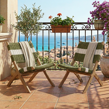 Set de 2 Sillas Plegable de Madera para Exterior Katy, Verde Olivo y Blanco, Ideal para Dias de Sol