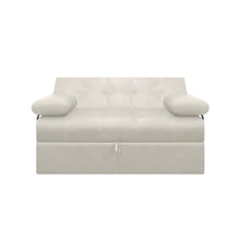 Sofa Cama Angela Con Brazos Cuero Sintetico, Color Beige