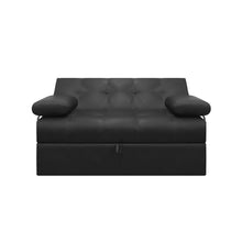 Sofa Cama Angela Con Brazos Cuero Sintetico, Color Negro