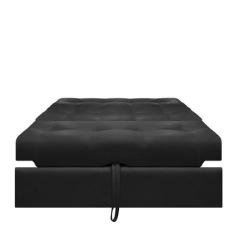 Sofa Cama Angela Con Brazos Cuero Sintetico, Color Negro