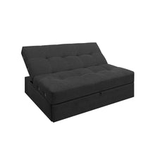 Sofa Cama Angela Con Brazos Tela, Color Gris Oscuro