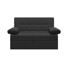 Sofa Cama Angela Con Brazos Tela, Color Gris Oscuro