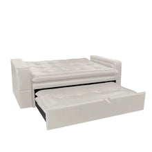 Sofa Cama Ethel Cuero Sintetico, Color Beige