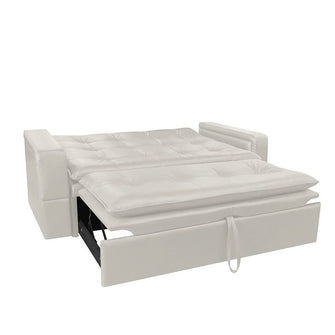 Sofa Cama Ethel Cuero Sintetico, Color Beige