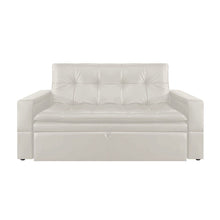 Sofa Cama Ethel Cuero Sintetico, Color Beige