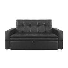 Sofa Cama Ethel Cuero Sintetico, Color Negro