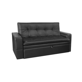 Sofa Cama Ethel Cuero Sintetico, Color Negro