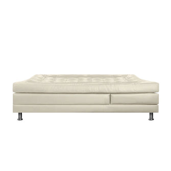 Sofa Cama Multifuncional Euro Con Brazos Cuero Sintetico, Color Beige