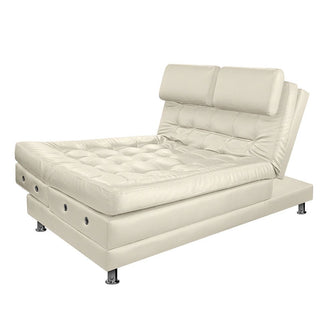 Sofa Cama Multifuncional Euro Con Brazos Cuero Sintetico, Color Beige