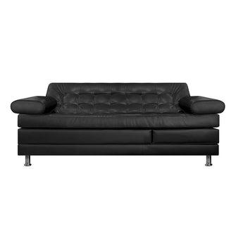 Sofa Cama Multifuncional Euro Con Brazos Cuero Sintetico, Color Negro