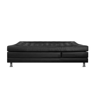 Sofa Cama Multifuncional Euro Con Brazos Cuero Sintetico, Color Negro