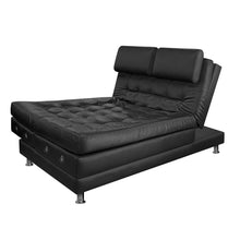 Sofa Cama Multifuncional Euro Con Brazos Cuero Sintetico, Color Negro