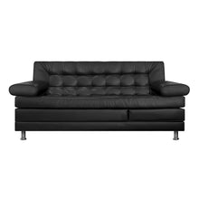 Sofa Cama Multifuncional Euro Con Brazos Cuero Sintetico, Color Negro