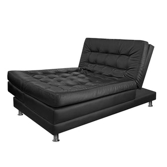 Sofa Cama Multifuncional Euro Cuero Sintetico, Color Negro