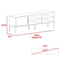 Mesa Para Tv Sory, Café Claro, con Puerta y Amplio Espacio de Almacenamiento