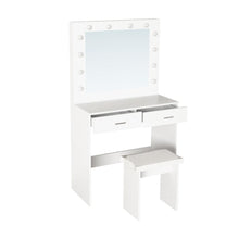 Tocador con Luces Led Bella, Blanco Mate, Incluye la Silla