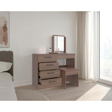 Mueble Multiusos Wesley, Avellana y Wengue, con Cuatro Cajones para Ubicar Maquillaje