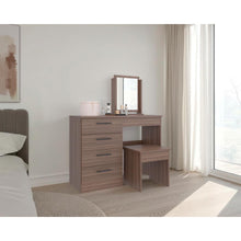 Mueble Multiusos Wesley, Avellana y Wengue, con Cuatro Cajones para Ubicar Maquillaje