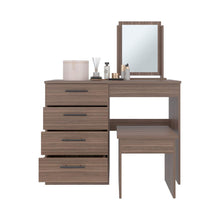 Mueble Multiusos Wesley, Avellana y Wengue, con Cuatro Cajones para Ubicar Maquillaje