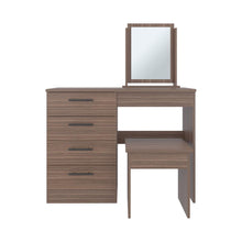 Mueble Multiusos Wesley, Avellana y Wengue, con Cuatro Cajones para Ubicar Maquillaje