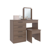 Mueble Multiusos Wesley, Avellana y Wengue, con Cuatro Cajones para Ubicar Maquillaje