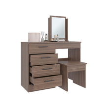 Mueble Multiusos Wesley, Avellana y Wengue, con Cuatro Cajones para Ubicar Maquillaje