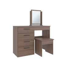Mueble Multiusos Wesley, Avellana y Wengue, con Cuatro Cajones para Ubicar Maquillaje