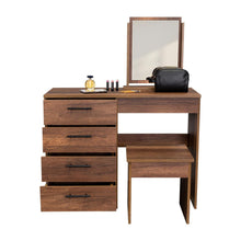 Mueble Tocador Wesley, Cobre y Wengue, con Cuatro Cajones Para Ubicar Maquillaje