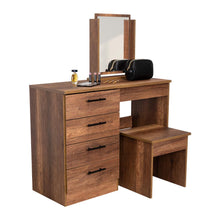 Mueble Tocador Wesley, Cobre y Wengue, con Cuatro Cajones Para Ubicar Maquillaje