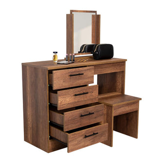 Mueble Tocador Wesley, Cobre y Wengue, con Cuatro Cajones Para Ubicar Maquillaje