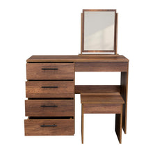 Mueble Tocador Wesley, Cobre y Wengue, con Cuatro Cajones Para Ubicar Maquillaje