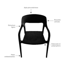 Silla de Cafetería Vita Con Brazo Negra, Negro