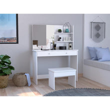 Mueble Tocador Rouse, Blanco Duqueza, espacio para ubicar Maquillaje