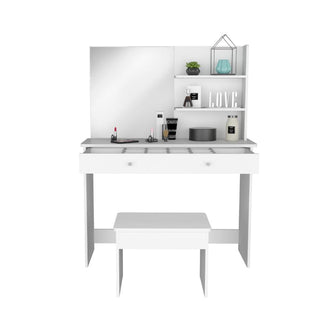 Mueble Tocador Rouse, Blanco Duqueza, espacio para ubicar Maquillaje