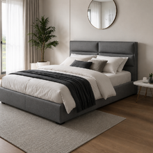 Cama Firenze Tela 160X190 Queen, Color Gris