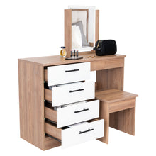 Mueble Tocador Wesley, Miel y Blanco, Cuatro Cajones Para Ubicar Maquillaje