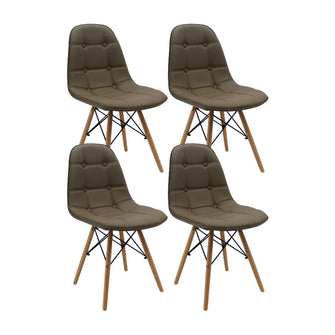 Kit por 4 Silla Botones Eames Acolchada - Beige