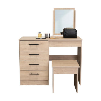 Mueble Tocador Wesley, Beige y Blanco, Espacio Para Ubicar Maquillaje